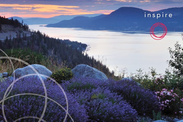 Sunset over a lake and beautiful hillside
