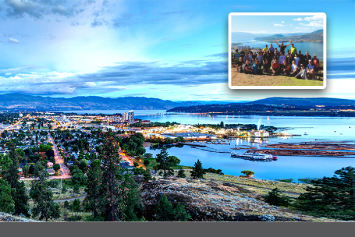 An evening view of the city of Kelowna