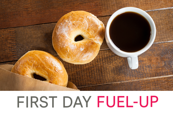 cup of coffee and two bagels