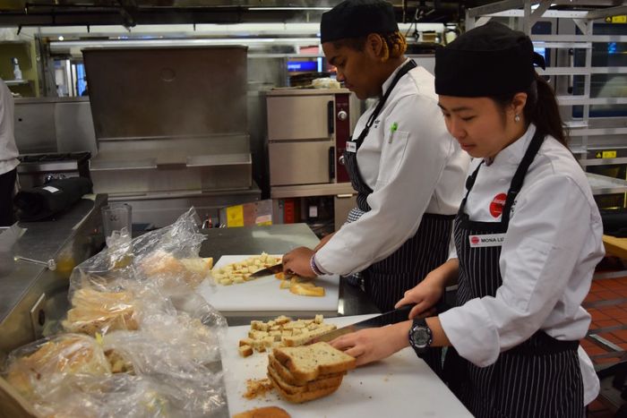 Okanagan College culinary arts students preparing food