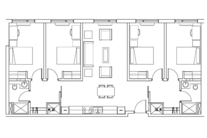Floor plan of four bedroom housing suite in Salmon Arm and Vernon 