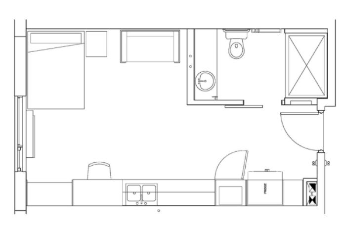 Floor plan of private accessible housing suite in Salmon Arm and Vernon 