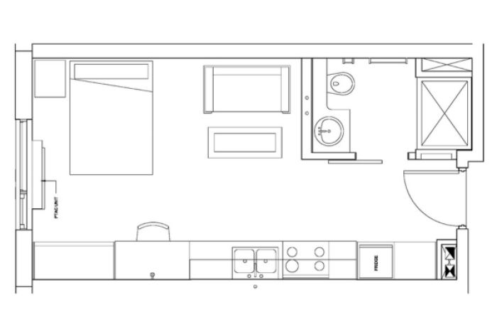 Floor plan of private studio suite in Vernon and Salmon Arm 