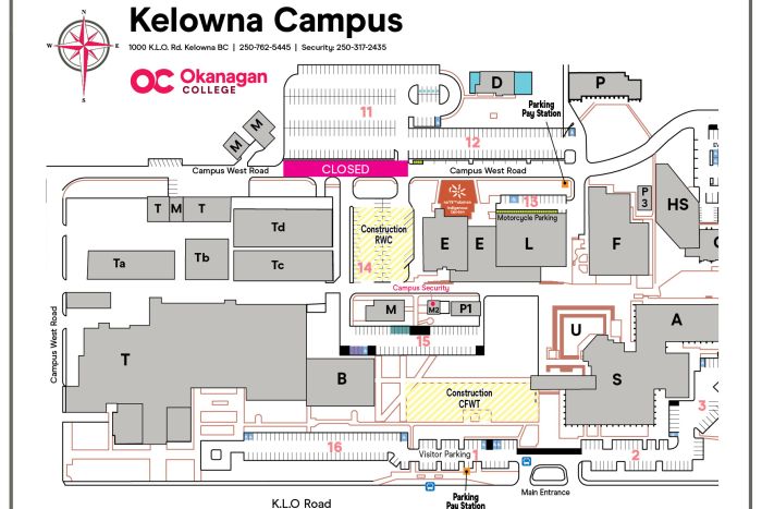 Kelowna campus - West road closure April 2025