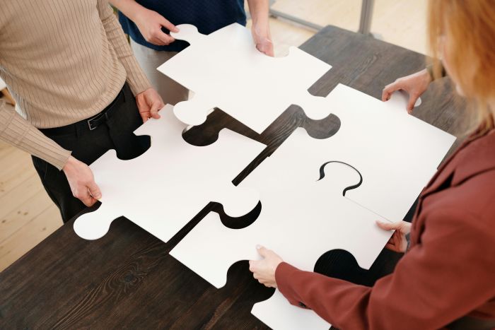 Puzzle being assembled