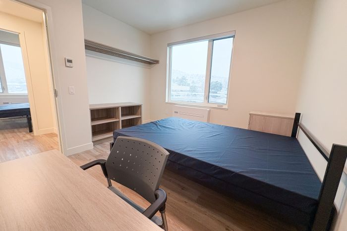 Bedroom in Vernon campus housing