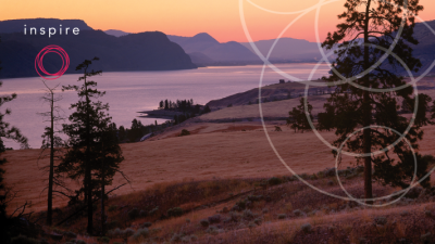 Sunset over a lake and beautiful hillside