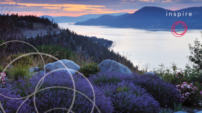 Sunset over a lake and beautiful hillside
