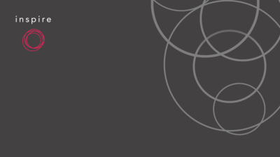 Grey background with the works inspire at the top