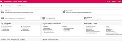 Screenshot of myokanagan portal.