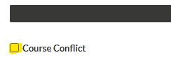 Screenshot showing course conflict checkbox.