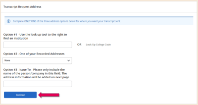 Request transcript address