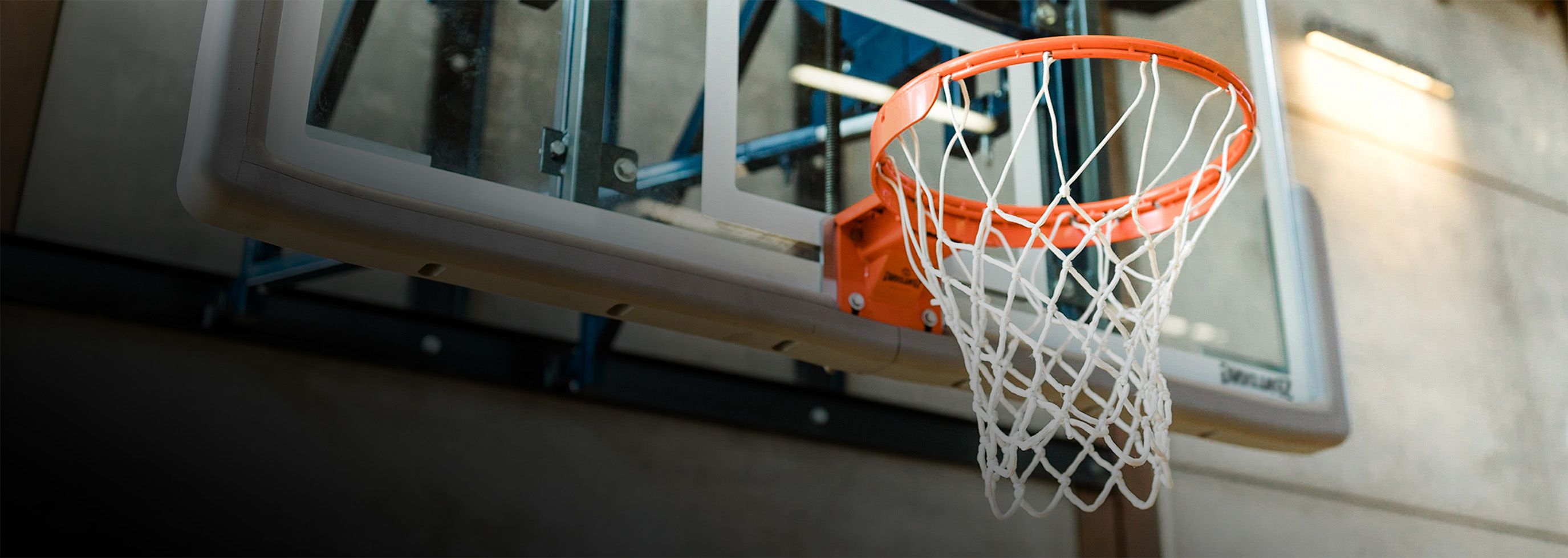 Basketball hoop in the centre of excellence building at the Penticton campus.