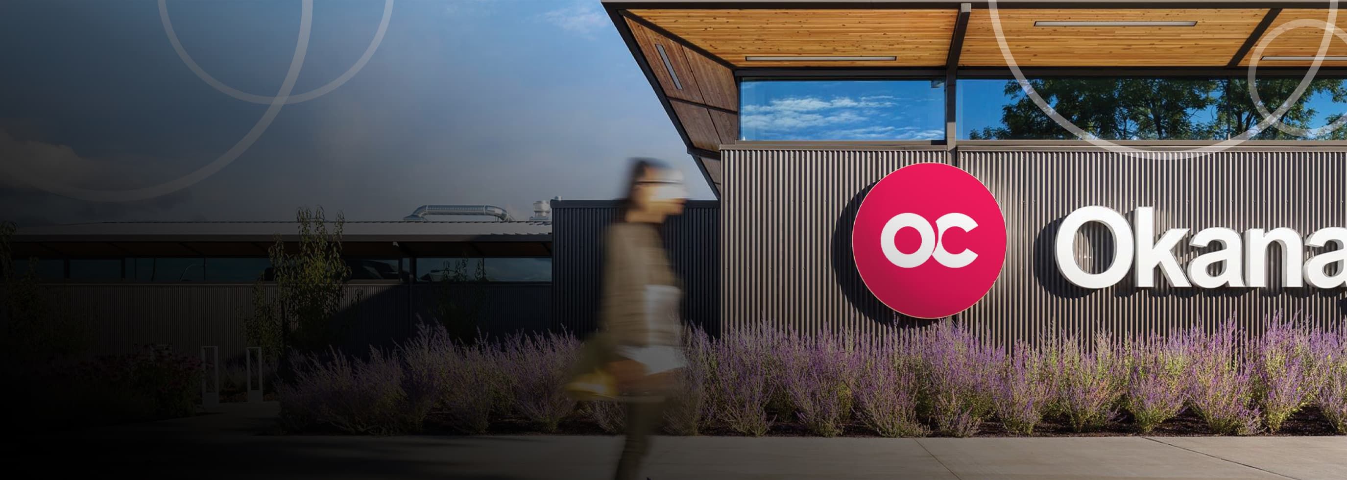 Okanagan College Tradec building with an OC logo