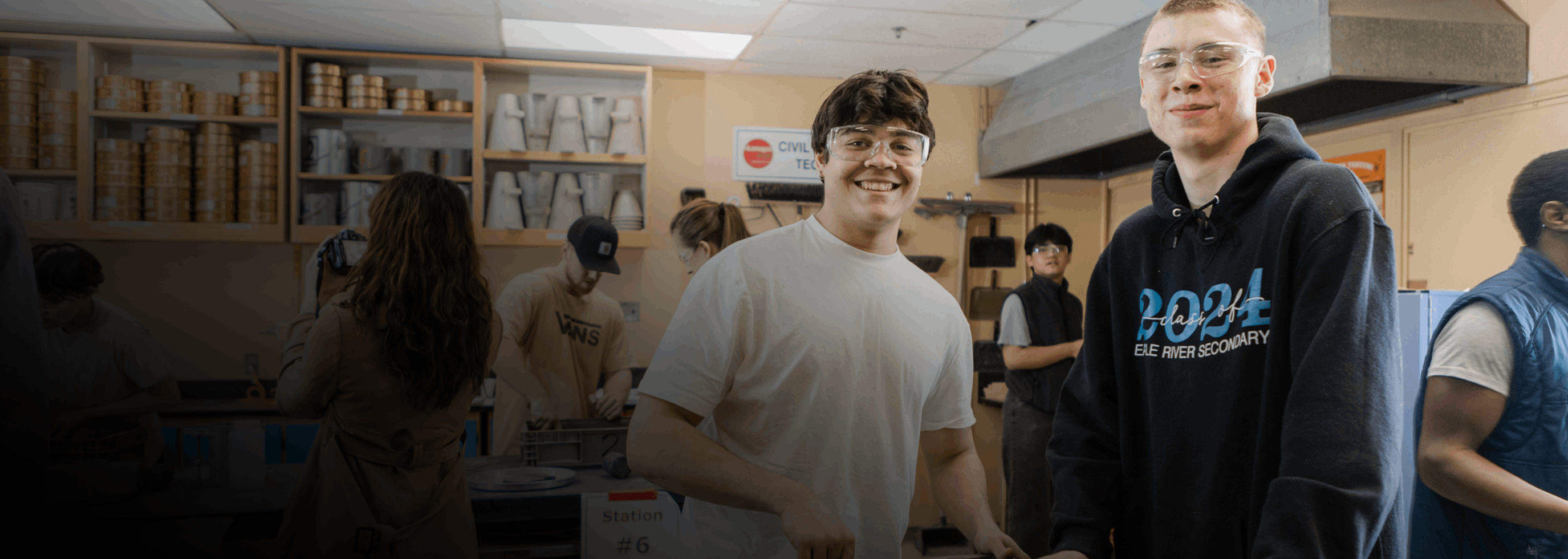 High school students participating in a sampler program