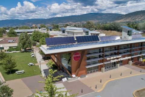 Penticton campus of Okanagan College from a bird's eye view.
