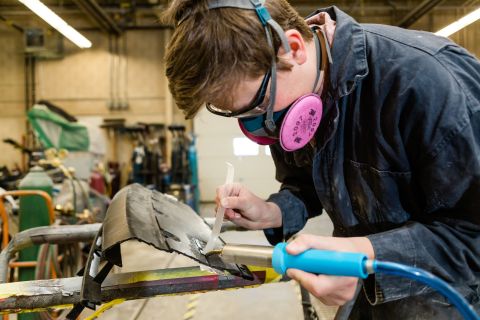 Collision Repair students learn hands-on skills in the shop