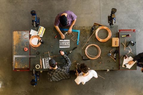 Refrigeration and Air-Conditioning Repair students work with new materials in the shop