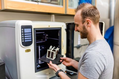 3D printing is part of lab work in the Mechanical Engineering Technology Department.