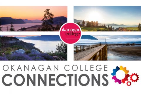 Four campus valley photos above text that reads Okanagan College Connections