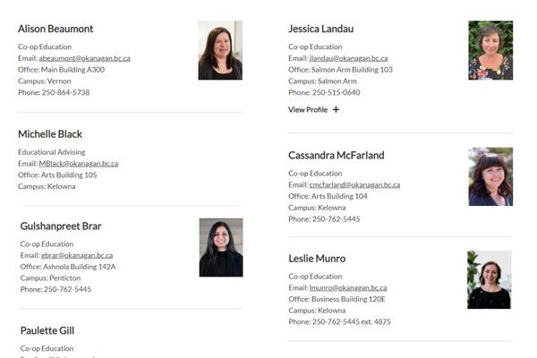 Screenshot of the Staff block
