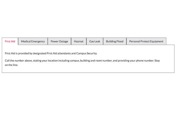 Screenshot of the Tabs block