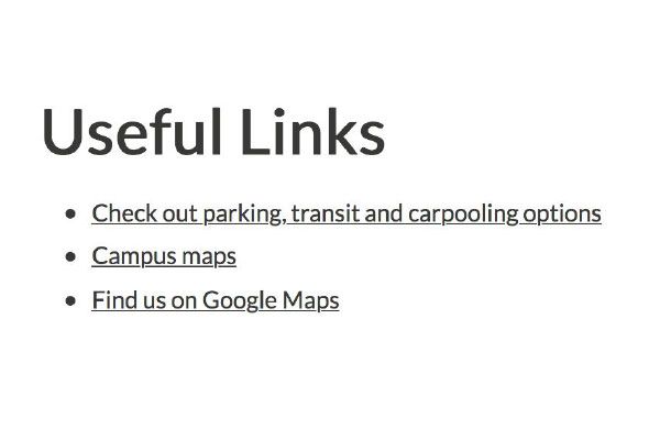 Screenshot of the Useful links block