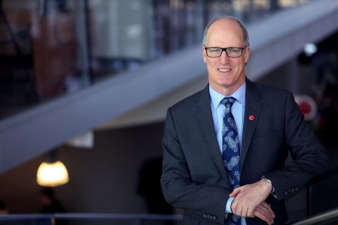 OC President, Jim Hamilton standing in the Centre for Learning