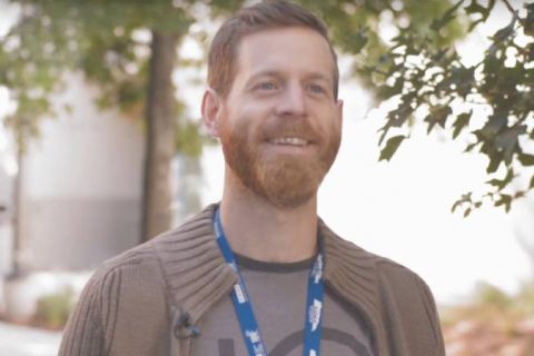 SCMT Professor Marty Paradine takes a break outdoors