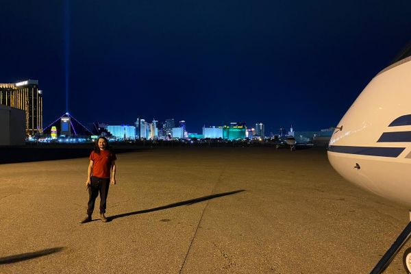 Landscape photo of Aircraft Maintenance Engineer Structures students working on an airport tarmac
