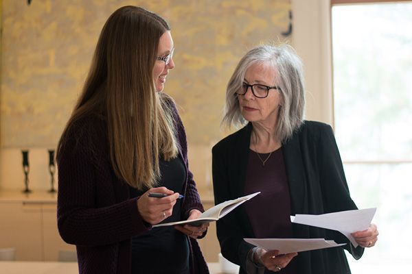 OC English Professor Hannah Calder (left) with Lake Country poet Sharon Thesen