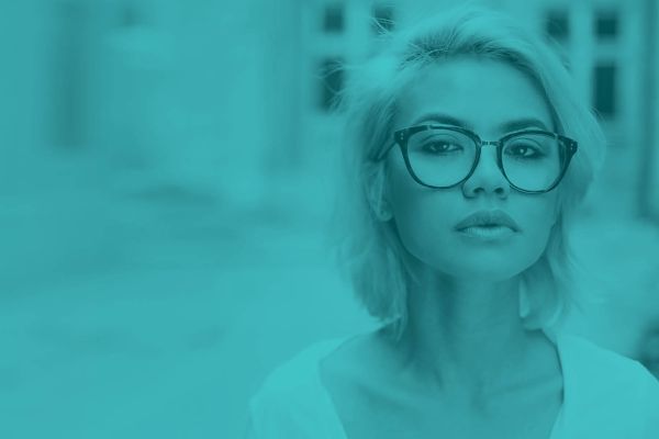 Girl with teal overlay