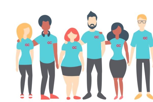 A graphic of OC staff coming together for Giving Tuesday