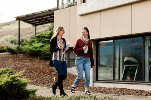 two students walking