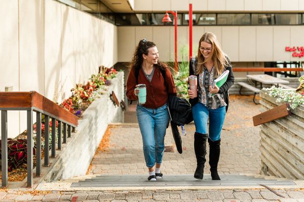 Students walking on campus.