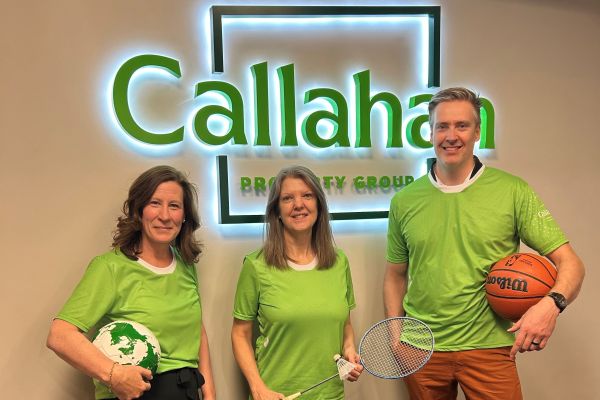 Members of the Callahan team (from left to right): Marnie Sisson, director of operations, Wendy Howell, director of finance, Chad Edwards, director of leasing