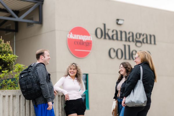 Students gather outside Okanagan College's Salmon Arm campus