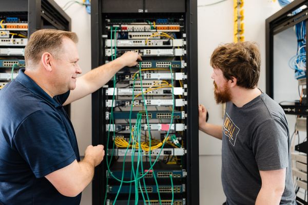 Okanagan College students configuring cloud infrastructure and network systems