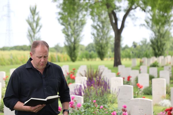 Major Jim Woods explains the significance of the Ravenna War Cemetery to the BCD.