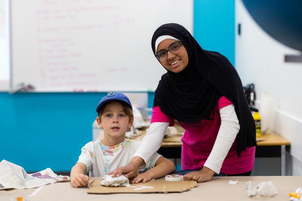 Leadership student helping at Camp OC