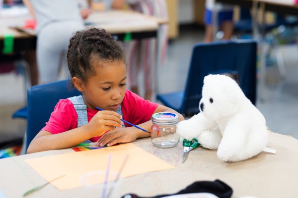 Little girl painting
