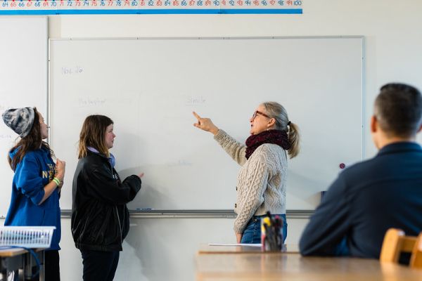Teacher introducing a topic to students