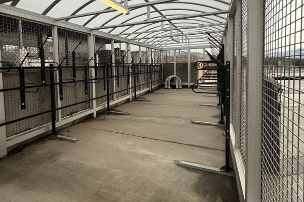 Inside a bike storage