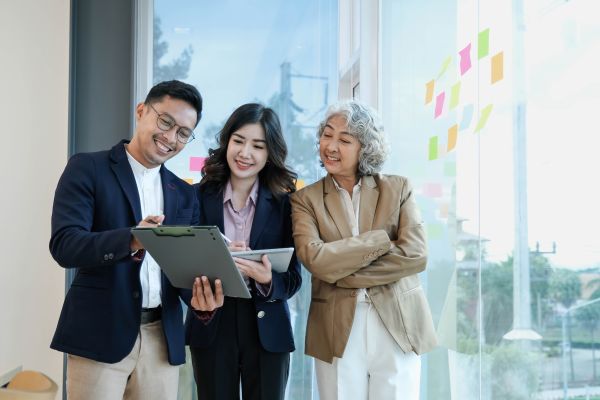 Students around working