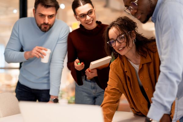 Students around working