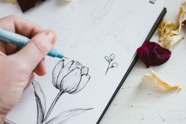 Hand drawing on a piece of paper