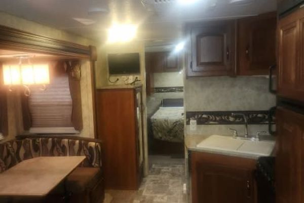 Inside view of the 2012 Keystone Cougar 25RLS Travel Trailer