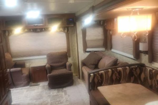Inside view of the 2012 Keystone Cougar 25RLS Travel Trailer