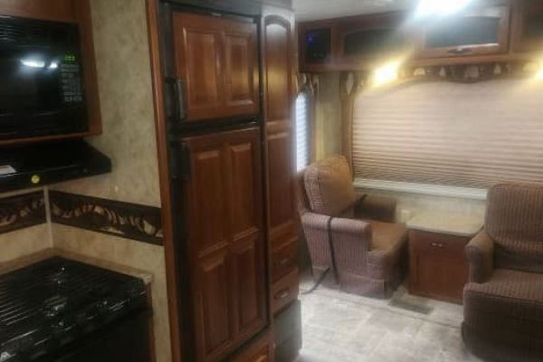 Inside view of the 2012 Keystone Cougar 25RLS Travel Trailer