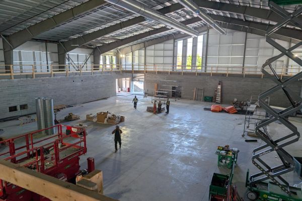 image shows the inside of the under construction Don Folk and Family Recreation and Wellness Centre